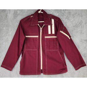 Flight Suits Jacket Womens Medium Burgundy Full Zip Long‎ Sleeve Retro Vintage